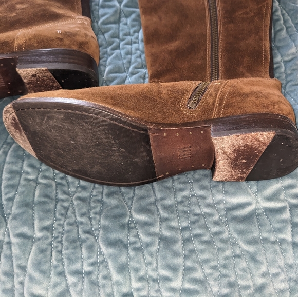 Frye Molly Tassel Tall Brown Suede Leather Boots - Picture 4 of 11